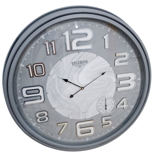 ساعت دیواری والرین طوسی 70 سانتیمتری با اعداد برجسته انگلیسی و طرح ابروباد همراه با 2 سال ضمانت