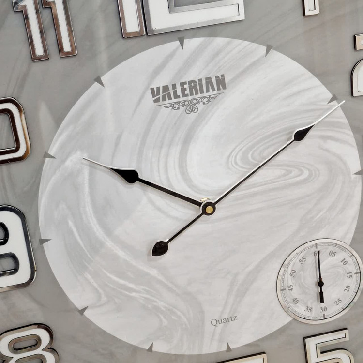 ساعت دیواری والرین طوسی 70 سانتیمتری طرح ابروباد از نمای نزدیک