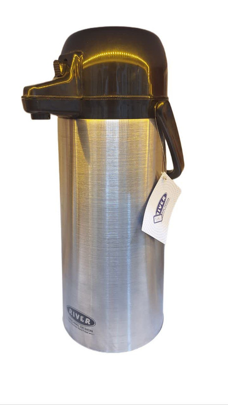 فلاسک چای ۲.۵ لیتری برند ریور با بدنه استیل دوجداره و درب ضدنشت