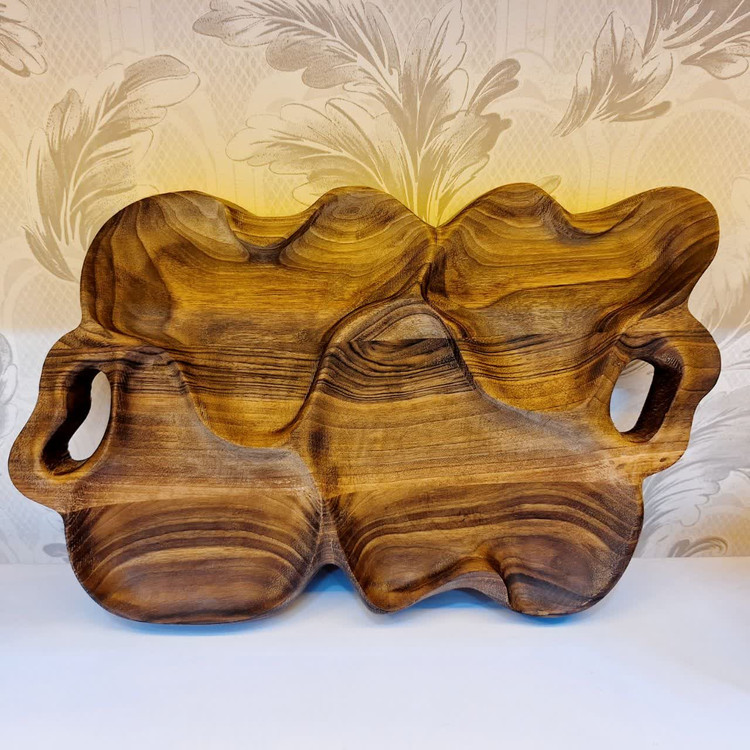 اردوخوری دفرمه چوبی دستساز با فرم ارگانیک مناسب پذیرایی و دکور میز