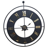 ساعت دیواری چرمی فلزی رینگ مشکی با چرم مشکی، موتور تایوانی و دو سایز ۶۰ و ۷