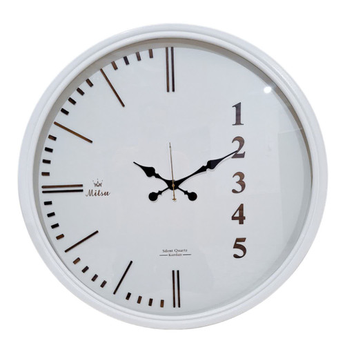 ساعت دیواری گرد سیکو چوبی سفید 75 سانتی با اعداد مدرن و ساده